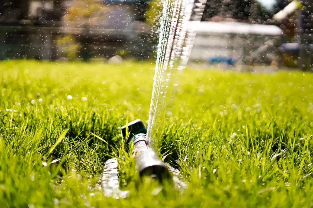 Vattenspridare som vattnar gräsmattan